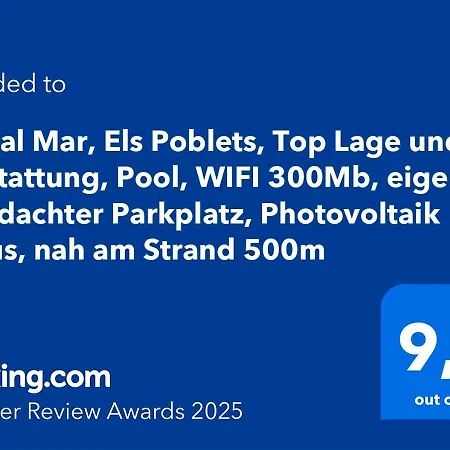 Villa Al Mar, Els Poblets, Lage Und Ausstattung, Pool, Wifi 300mb, Eigener Ueberdachter Parkplatz, Photovoltaik Bonus, Nah Am 500m Els Poblets